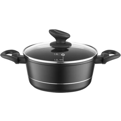 Florina Faitout Aluminium (1,5 l) I Diamètre de 18 cm I Marmite avec Couvercle en Verre DELUX I Casserole avec Fond à Induction I Faitout pour Induction, Marmite tous Feux I Revêtement Antiadhésif Florina Faitout Aluminium (1,5 l) I Diamètre de 18 cm I Marmite avec Couvercle en Verre DELUX I Casserole avec Fond à Induction I Faitout pour Induction, Marmite tous Feux I Revêtement Antiadhésif