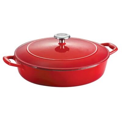 Tramontina Bestow 31700207 Cocotte peu profonde en fonte émaillée 30 cm (3,8 l) Rouge Pour induction et tous feux Passe au four jusqu'à 230 °C Tramontina Bestow 31700207 Cocotte peu profonde en fonte émaillée 30 cm (3,8 l) Rouge Pour induction et tous feux Passe au four jusqu'à 230 °C