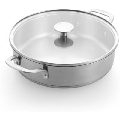 KitchenAid Advanced Stainless Steel Sauteuse 26 cm/3,6 L avec Couvercle Acier inoxydable sans revêtement, couvercle en verre, induction, four jusqu’à 220 °C et lave-vaisselle KitchenAid Advanced Stainless Steel Sauteuse 26 cm/3,6 L avec Couvercle Acier inoxydable sans revêtement, couvercle en verre, induction, four jusqu’à 220 °C et lave-vaisselle