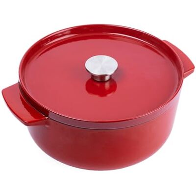 KitchenAid Cast Iron Cocotte en Fonte Émaillée avec Couvercle, Ø 26cm, Ronde, 5,2L, 6kg, Haute Qualité & Durable, Saisir, Frire, Sans PFAS, Induction,Poignée Ergonomique, Au four à 260°C, Rouge Empire KitchenAid Cast Iron Cocotte en Fonte Émaillée avec Couvercle, Ø 26cm, Ronde, 5,2L, 6kg, Haute Qualité & Durable, Saisir, Frire, Sans PFAS, Induction,Poignée Ergonomique, Au four à 260°C, Rouge Empire