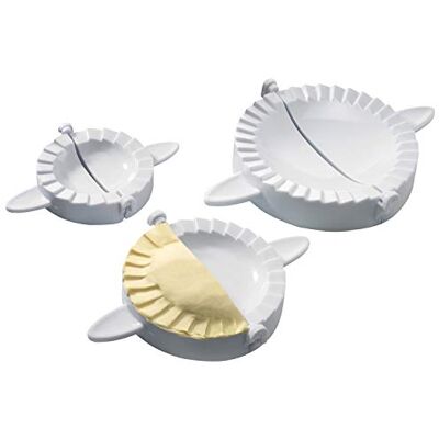 Westmark Set de Moules à Raviolis, Empanada-/Pierogi-Maker, 3 Pièces de Moules à biscuits, Ø 9,5/12/15,5 cm, avec Livret de Recettes, Plastique, Blanc, 61342260 Westmark Set de Moules à Raviolis, Empanada-/Pierogi-Maker, 3 Pièces de Moules à biscuits, Ø 9,5/12/15,5 cm, avec Livret de Recettes, Plastique, Blanc, 61342260