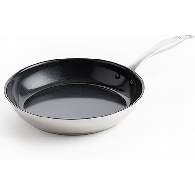 GreenChef Profile Plus céramique poêle à frire en antiadhésif-acier inoxydable, 30 cm, sans PFAS, induction, résistant, résiste au four jusqu’à 200˚C, argent & noires Interieur GreenChef Profile Plus céramique poêle à frire en antiadhésif-acier inoxydable, 30 cm, sans PFAS, induction, résistant, résiste au four jusqu’à 200˚C, argent & noires Interieur