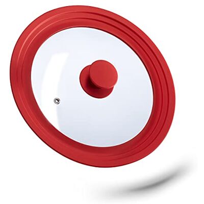 Relaxdays Couvercle pour casseroles, en verre avec rebord dégradé en silicone, casseroles et poêles, rouge Relaxdays Couvercle pour casseroles, en verre avec rebord dégradé en silicone, casseroles et poêles, rouge