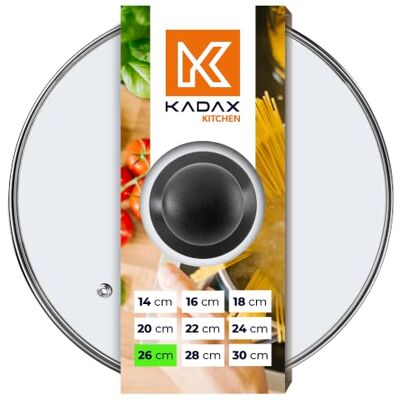 KADAX Couvercle en Verre avec poignée en Plastique, Trou vapeur, résistant à la Chaleur, pour Casserole, Poêle, Couvercle Universel de différentes Tailles, transparent (26cm) KADAX Couvercle en Verre avec poignée en Plastique, Trou vapeur, résistant à la Chaleur, pour Casserole, Poêle, Couvercle Universel de différentes Tailles, transparent (26cm)