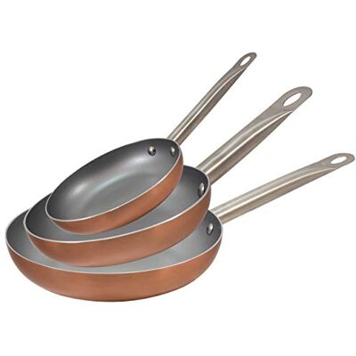 San Ignacio Optimum Plus Lot de 3 poêles en aluminium pressé, convient pour induction, 18, 22, 26 cm San Ignacio Optimum Plus Lot de 3 poêles en aluminium pressé, convient pour induction, 18, 22, 26 cm