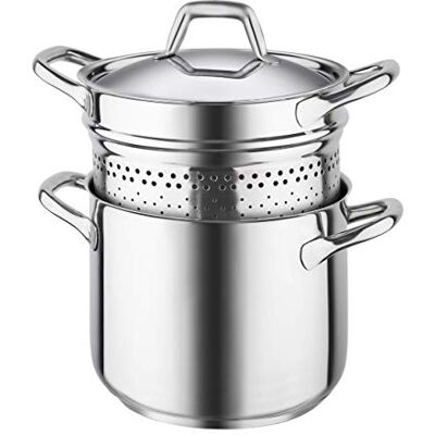 Barazzoni Chef Line spaghettiere Chef Line 22 cm, Acier Inoxydable 18/10 avec Triple fonto Convient également pour l'induction, Acier Inoxydable, 6 litres, Acier Barazzoni Chef Line spaghettiere Chef Line 22 cm, Acier Inoxydable 18/10 avec Triple fonto Convient également pour l'induction, Acier Inoxydable, 6 litres, Acier