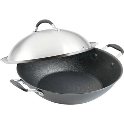 Circulon Scratch Defense Wok anti-adhésif 36 cm – Wok à induction avec revêtement anti-adhésif extrême et couvercle en acier inoxydable, passe au lave-vaisselle et au four Circulon Scratch Defense Wok anti-adhésif 36 cm – Wok à induction avec revêtement anti-adhésif extrême et couvercle en acier inoxydable, passe au lave-vaisselle et au four