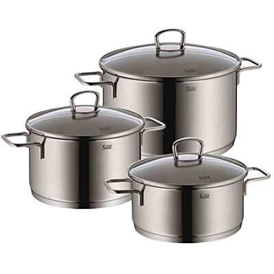 Silit batterie de cuisine, Acier inoxydable, argent, 49 x 39 x 49 cm Silit batterie de cuisine, Acier inoxydable, argent, 49 x 39 x 49 cm
