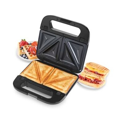 Salter Snack Maker 3 en 1, plaques amovibles, 750 W Revêtement antiadhésif sans PFAS, température automatique, voyants marche et prêt, plaques 22,5 x 12,5 cm Salter Snack Maker 3 en 1, plaques amovibles, 750 W Revêtement antiadhésif sans PFAS, température automatique, voyants marche et prêt, plaques 22,5 x 12,5 cm