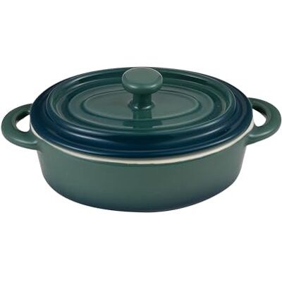 Bergner Lot de 4 mini casseroles en grès Avec couvercle vert Excalibur Convient pour le four - Bergner Lot de 4 mini casseroles en grès Avec couvercle vert Excalibur Convient pour le four -