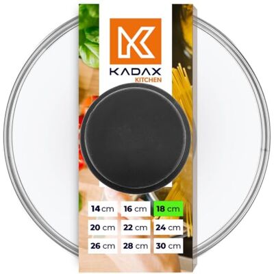 KADAX Couvercle en verre avec poignée en silicone, couvercle résistant à la chaleur pour casseroles couvercle avec trou de vapeur, couvercle universel en différentes tailles, rond (18cm, noir) KADAX Couvercle en verre avec poignée en silicone, couvercle résistant à la chaleur pour casseroles couvercle avec trou de vapeur, couvercle universel en différentes tailles, rond (18cm, noir)