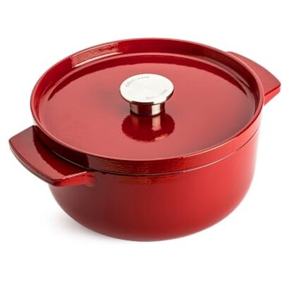 KitchenAid Cast Iron Cocotte en Fonte Émaillée avec Couvercle, Ø 22cm, Ronde, 3,3L, 4,5kg, Haute Qualité & Durable, Saisir, Frire, Sans PFAS, Induction,Poignée Ergonomique,Au four à 260°C,Rouge Empire KitchenAid Cast Iron Cocotte en Fonte Émaillée avec Couvercle, Ø 22cm, Ronde, 3,3L, 4,5kg, Haute Qualité & Durable, Saisir, Frire, Sans PFAS, Induction,Poignée Ergonomique,Au four à 260°C,Rouge Empire