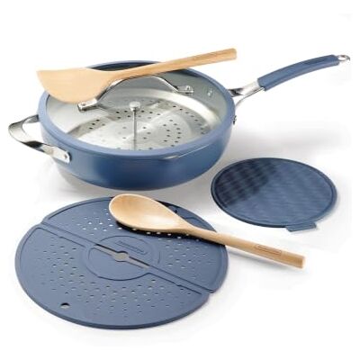 Tramontina Poêle Multifonction en Aluminium avec Couvercle Bleu 30 cm Tramontina Poêle Multifonction en Aluminium avec Couvercle Bleu 30 cm