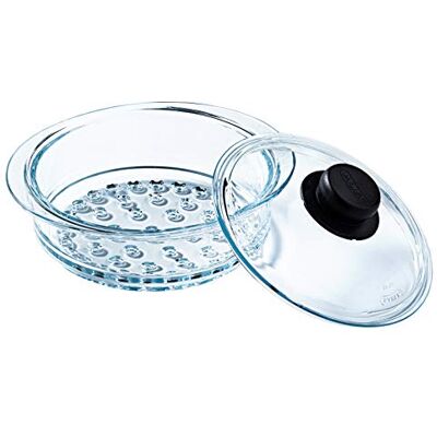 Pyrex Panier Vapeur 20cm et Couvercle avec bouton Verre Borosilicate Made in France Pyrex Panier Vapeur 20cm et Couvercle avec bouton Verre Borosilicate Made in France