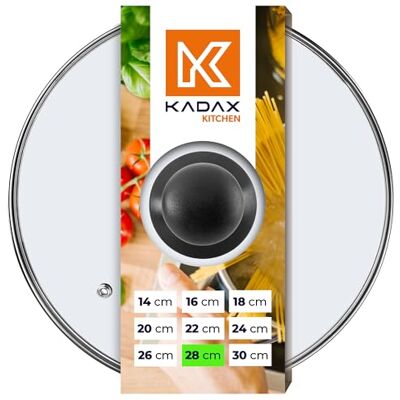 KADAX Couvercle en Verre avec poignée en Plastique, Trou vapeur, résistant à la Chaleur, pour Casserole, Poêle, Couvercle Universel de différentes Tailles, transparent (28cm) KADAX Couvercle en Verre avec poignée en Plastique, Trou vapeur, résistant à la Chaleur, pour Casserole, Poêle, Couvercle Universel de différentes Tailles, transparent (28cm)