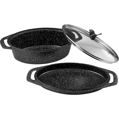 Pradel Excellence PCUI001014 Faitout Fonte d'Aluminium Premium Ø36cm, Couvercle Verre Revêtement Anti-Adhésif Façon Pierre Poignée Amovible Tout Feu, Noir et Blanc Pradel Excellence PCUI001014 Faitout Fonte d'Aluminium Premium Ø36cm, Couvercle Verre Revêtement Anti-Adhésif Façon Pierre Poignée Amovible Tout Feu, Noir et Blanc