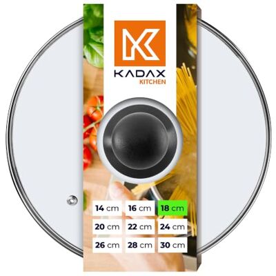 KADAX Couvercle en Verre pour Poeles et Casseroles, Couvercle Résistant à la Chaleur avec Poignée en Plastique pour une Cuisine Facile et Sûre (18 cm) KADAX Couvercle en Verre pour Poeles et Casseroles, Couvercle Résistant à la Chaleur avec Poignée en Plastique pour une Cuisine Facile et Sûre (18 cm)