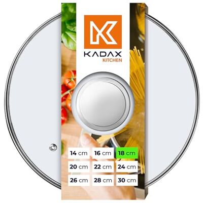 KADAX Couvercle en verre, diamètre 18 cm, avec poignée argentée, résistant à la chaleur, avec trou vapeur, couvercle universel pour casseroles et poêles, vision claire, fermeture hermétique KADAX Couvercle en verre, diamètre 18 cm, avec poignée argentée, résistant à la chaleur, avec trou vapeur, couvercle universel pour casseroles et poêles, vision claire, fermeture hermétique