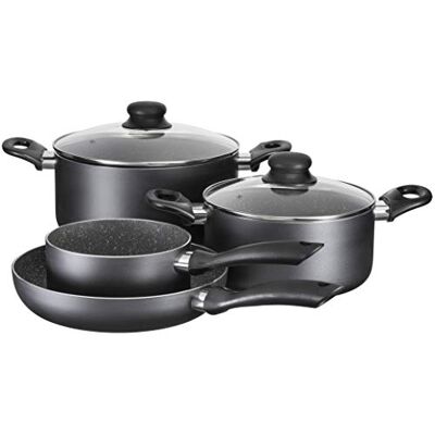 MÄSER Izar 931727 Série Izar Lot de 2 casseroles antiadhésives pour induction avec couvercle 1 poêle 1 casserole aluminium Noir MÄSER Izar 931727 Série Izar Lot de 2 casseroles antiadhésives pour induction avec couvercle 1 poêle 1 casserole aluminium Noir