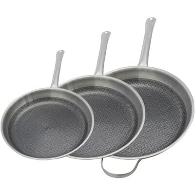 ELO 9349950 Lot de 3 Poêles 24, 28 et 32 cm en Acier Inoxydable 18-10, Poêle sans PFAS, Antiadhésive, Induction, Revêtement Antiadhésif Minéral sans PFAS, Inox 18-10, Aluminium, Gris, 24, 28 et 32 cm ELO 9349950 Lot de 3 Poêles 24, 28 et 32 cm en Acier Inoxydable 18-10, Poêle sans PFAS, Antiadhésive, Induction, Revêtement Antiadhésif Minéral sans PFAS, Inox 18-10, Aluminium, Gris, 24, 28 et 32 cm