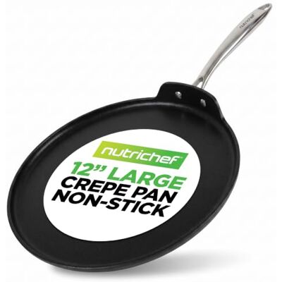 NutriChef Poêle à Crêpes 30 cm Antiadhésive – Poêle Pancakes et Œufs en Aluminium Anodisé, Bords Bas, Poignée Rivetée Ergonomique, Ustensile de Cuisine pour Cuisinière NutriChef Poêle à Crêpes 30 cm Antiadhésive – Poêle Pancakes et Œufs en Aluminium Anodisé, Bords Bas, Poignée Rivetée Ergonomique, Ustensile de Cuisine pour Cuisinière