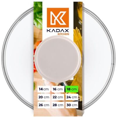 KADAX Couvercle en verre avec poignée en silicone Résistant à la chaleur Diamètre : 14 à 30 cm Couvercle universel Différentes tailles Couvercle léger Rond (18 cm, beige) KADAX Couvercle en verre avec poignée en silicone Résistant à la chaleur Diamètre : 14 à 30 cm Couvercle universel Différentes tailles Couvercle léger Rond (18 cm, beige)