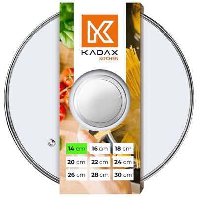 KADAX Couvercle en verre, diamètre 14 cm, avec poignée argentée, résistant à la chaleur, avec trou vapeur, couvercle universel pour casseroles et poêles, vision claire, fermeture hermétique KADAX Couvercle en verre, diamètre 14 cm, avec poignée argentée, résistant à la chaleur, avec trou vapeur, couvercle universel pour casseroles et poêles, vision claire, fermeture hermétique