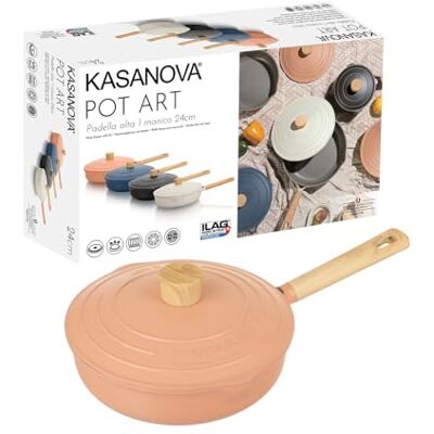 Poêle en aluminium Kasanova 24cm avec couvercle - Pot Art Poêle en aluminium Kasanova 24cm avec couvercle - Pot Art