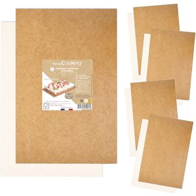 ScrapCooking SCRAP COOKING 5 Supports à Gâteaux 30 x 20 cm Carton Réversible Kraft & Blanc Semelles Gâteaux Rectangulaires -Cake Board Pâtisserie Fabriqués en France 5216 ScrapCooking SCRAP COOKING 5 Supports à Gâteaux 30 x 20 cm Carton Réversible Kraft & Blanc Semelles Gâteaux Rectangulaires -Cake Board Pâtisserie Fabriqués en France 5216