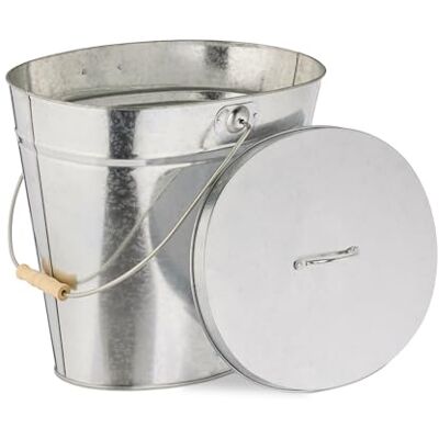 Relaxdays Seau à cendres avec couvercle et anse 12 l Pour charbon et cendres, cheminée, four En acier galvanisé Argenté Relaxdays Seau à cendres avec couvercle et anse 12 l Pour charbon et cendres, cheminée, four En acier galvanisé Argenté