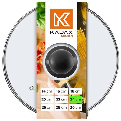KADAX Couvercle en Verre avec poignée en Plastique, Trou vapeur, résistant à la Chaleur, pour Casserole, Poêle, Couvercle Universel de différentes Tailles, transparent (24cm) KADAX Couvercle en Verre avec poignée en Plastique, Trou vapeur, résistant à la Chaleur, pour Casserole, Poêle, Couvercle Universel de différentes Tailles, transparent (24cm)