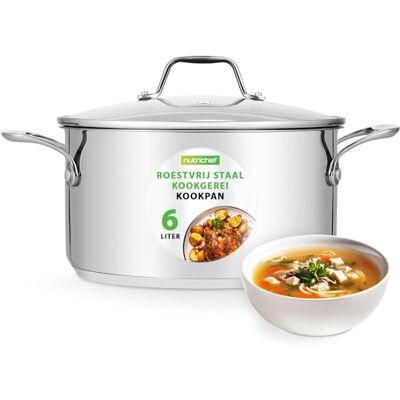 NutriChef Marmite- Faitout Inox de 5 Litres 18-8 Qualité Alimentaire Résistant Tous Feux- Faitout-Grande Marmite- Pot à Mijoter, Pot à Soupe avec Couvercle Transparent, Compatible Lave-Vaisselle NutriChef Marmite- Faitout Inox de 5 Litres 18-8 Qualité Alimentaire Résistant Tous Feux- Faitout-Grande Marmite- Pot à Mijoter, Pot à Soupe avec Couvercle Transparent, Compatible Lave-Vaisselle