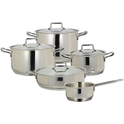 Tognana Vanitosa, Batterie de casseroles et poêles, Set avec 3 casseroles, 1 casserole, 1 casserole, 4 couvercles, 9 pièces, acier inoxydable Tognana Vanitosa, Batterie de casseroles et poêles, Set avec 3 casseroles, 1 casserole, 1 casserole, 4 couvercles, 9 pièces, acier inoxydable