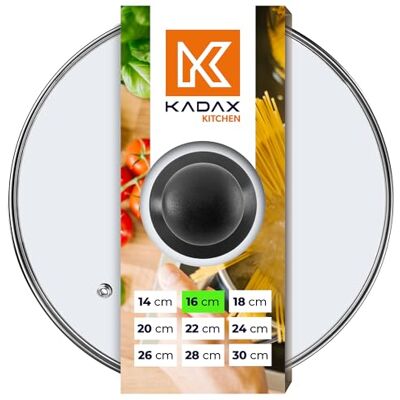 KADAX Couvercle en Verre avec poignée en Plastique, Trou vapeur, résistant à la Chaleur, pour Casserole, Poêle, Couvercle Universel de différentes Tailles, transparent (16cm) KADAX Couvercle en Verre avec poignée en Plastique, Trou vapeur, résistant à la Chaleur, pour Casserole, Poêle, Couvercle Universel de différentes Tailles, transparent (16cm)
