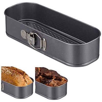 Relaxdays 10027917, anthracite rectangle à charnière, moule à manqué rectangulaire, démontable, antiadhésif, 31 x 12 cm Relaxdays 10027917, anthracite rectangle à charnière, moule à manqué rectangulaire, démontable, antiadhésif, 31 x 12 cm