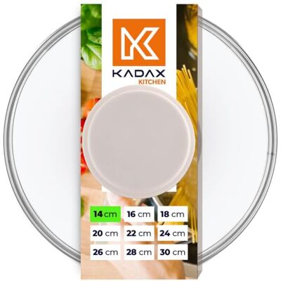 KADAX Couvercle en verre avec poignée en silicone Résistant à la chaleur Diamètre : 14 à 30 cm Couvercle universel Différentes tailles Couvercle léger Rond (14 cm, beige) KADAX Couvercle en verre avec poignée en silicone Résistant à la chaleur Diamètre : 14 à 30 cm Couvercle universel Différentes tailles Couvercle léger Rond (14 cm, beige)