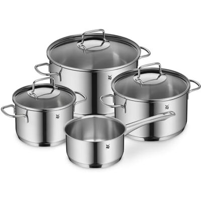 WMF Astoria Batterie de cuisine 4 pièces, casseroles hautes avec couvercles (16/24 cm), marmite basse avec couvercle (20 cm), casserole (16 cm), Cromargan acier inoxydable poli, convient pour WMF Astoria Batterie de cuisine 4 pièces, casseroles hautes avec couvercles (16/24 cm), marmite basse avec couvercle (20 cm), casserole (16 cm), Cromargan acier inoxydable poli, convient pour