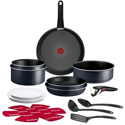 Rowenta Tefal Ingenio Enjoy Batterie de cuisine scintillant 17 pièces Gris Poêle induction légère avec poignée amovible Permet de griller mijoter et rôtir Gain de place grâce à l'empilabilité Rowenta Tefal Ingenio Enjoy Batterie de cuisine scintillant 17 pièces Gris Poêle induction légère avec poignée amovible Permet de griller mijoter et rôtir Gain de place grâce à l'empilabilité