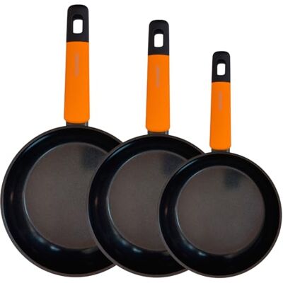 Fackelmann Soft Lot de 3 poêles antiadhésives, 20/24/28 cm, aluminium forgé, manche Soft Touch ergonomique, revêtement antiadhésif céramique résistant jusqu'à 400 °C, adaptées à l'induction Fackelmann Soft Lot de 3 poêles antiadhésives, 20/24/28 cm, aluminium forgé, manche Soft Touch ergonomique, revêtement antiadhésif céramique résistant jusqu'à 400 °C, adaptées à l'induction