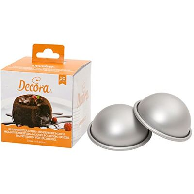 Decora 0062952 Cf 10 moules demi-sphère en aluminium anodisé Ø 7 x H 3,5 cm Decora 0062952 Cf 10 moules demi-sphère en aluminium anodisé Ø 7 x H 3,5 cm