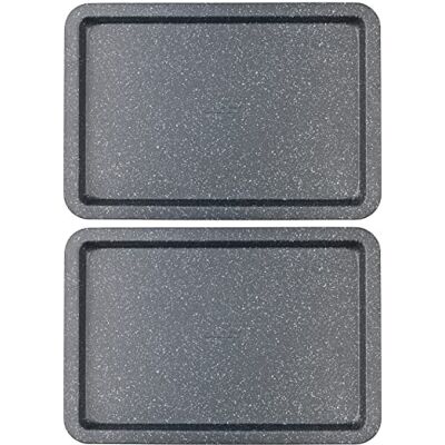 Salter COMBO-8261 Lot de 2 plaques de cuisson antiadhésives en acier au carbone, faciles à nettoyer, solides et durables, sans PFOA, collection Megastone, noir/argent, 37 cm, aluminium Salter COMBO-8261 Lot de 2 plaques de cuisson antiadhésives en acier au carbone, faciles à nettoyer, solides et durables, sans PFOA, collection Megastone, noir/argent, 37 cm, aluminium
