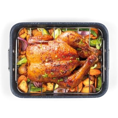 Russell Hobbs Nightfall Stone Plat à rôtir avec grille 34 cm, antiadhésif Russell Hobbs Nightfall Stone Plat à rôtir avec grille 34 cm, antiadhésif