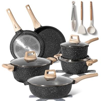 Ensemble de casseroles et poêles JL-788 avec revêtement en marbre - Set de cuisson Ensemble de casseroles et poêles JL-788 avec revêtement en marbre - Set de cuisson