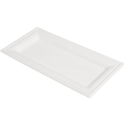 Garcia de Pou Lot de 50 assiettes rectangulaires 'Bionic' 26 x 13 cm Blanc Bagasse Garcia de Pou Lot de 50 assiettes rectangulaires 'Bionic' 26 x 13 cm Blanc Bagasse