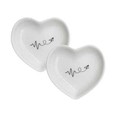 LA PORCELLANA BIANCA Les honnêtes Lot de 2 soucoupes coeur diamètre 7,5 cm, porcelaine LA PORCELLANA BIANCA Les honnêtes Lot de 2 soucoupes coeur diamètre 7,5 cm, porcelaine