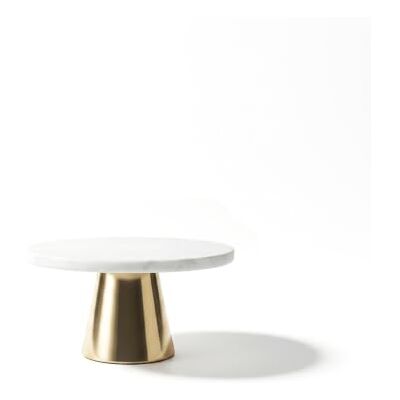 ECHTWERK Assiette à gâteau élégante en marbre, Plateau à gâteau avec Support, Support pour Servir des Aliments, des Fruits, du Fromage et des Desserts, pour fête ou Mariage, édition dorée, Ø 22 cm ECHTWERK Assiette à gâteau élégante en marbre, Plateau à gâteau avec Support, Support pour Servir des Aliments, des Fruits, du Fromage et des Desserts, pour fête ou Mariage, édition dorée, Ø 22 cm