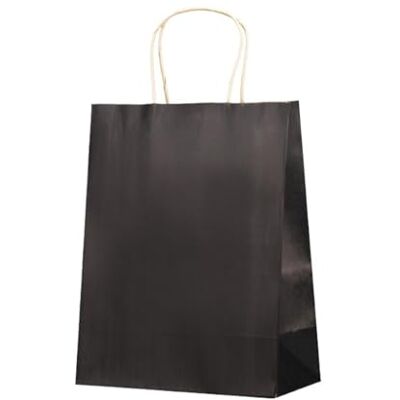 YZDKR Lot de 25 ou 50 sacs cadeaux en papier kraft marron avec poignée pour petits articles pour anniversaire, bonbons de mariage (noir, 50 pièces_21 x 11 x 27 cm) YZDKR Lot de 25 ou 50 sacs cadeaux en papier kraft marron avec poignée pour petits articles pour anniversaire, bonbons de mariage (noir, 50 pièces_21 x 11 x 27 cm)