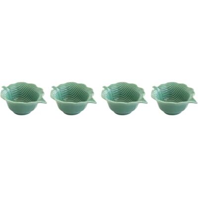 Easy Life SET DE 4 BOLS 10,5X8CM FEUILLE TROPICALE EN PORCELAINE VERT CLAIR Easy Life SET DE 4 BOLS 10,5X8CM FEUILLE TROPICALE EN PORCELAINE VERT CLAIR