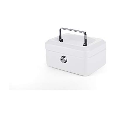 Pavo Caisse à monnaie en métal de qualité supérieure avec 2 clés et plateau amovible, Dimensions : 15x12x8 cm, couleur: Blanc Pavo Caisse à monnaie en métal de qualité supérieure avec 2 clés et plateau amovible, Dimensions : 15x12x8 cm, couleur: Blanc