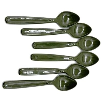Kimmel Lot de 6 cuillères à soupe, cuillères à soupe, multifonctions, réutilisables, en plastique, olive Kimmel Lot de 6 cuillères à soupe, cuillères à soupe, multifonctions, réutilisables, en plastique, olive